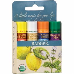 Set 4 balsamuri clasice de buze, Blue Kit, Badger