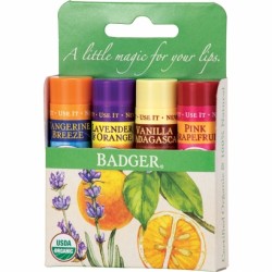 Set 4 balsamuri clasice de buze, Green Kit, Badger