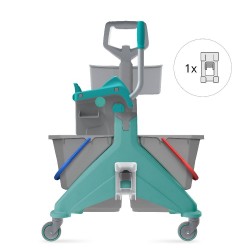 Double cleaning trolley with professional plate wringer