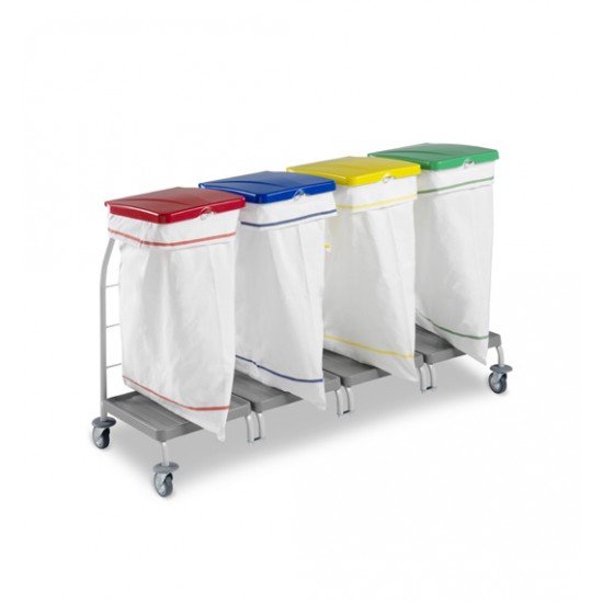  Trolley for transporting dirty linen with 4 compartments