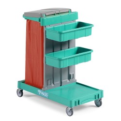 Cărucior cu 2 zone: suport sac 120 L și zonă de depozitare cu 2 coșuri Magic 111B