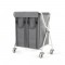 Cărucior de rufe cu suport pentru sac pentru colectarea lenjeriei murdare si 2 compartimente de 100litri