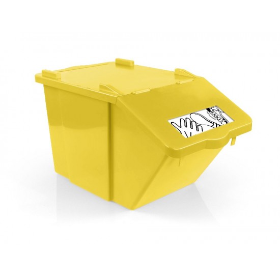 45 L stackable bin, can be equipped with lid and labels for separate waste collection