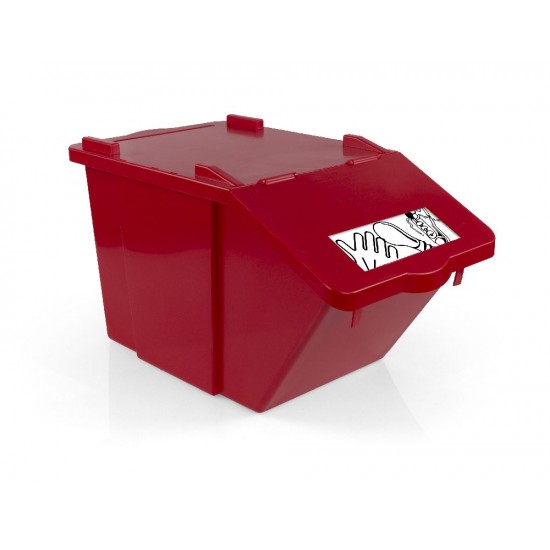 45 L stackable bin, can be equipped with lid and labels for separate waste collection