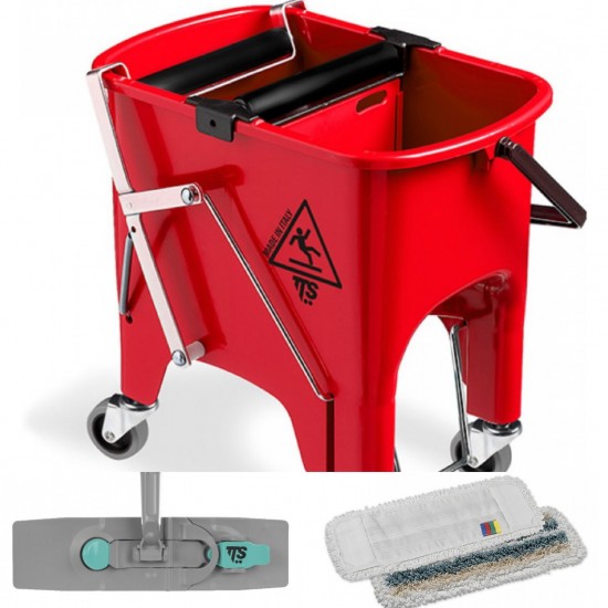 Trolley set with Blik wringer and flat mop professional