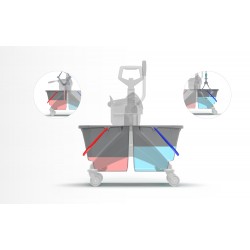 Double cleaning trolley with professional plate wringer