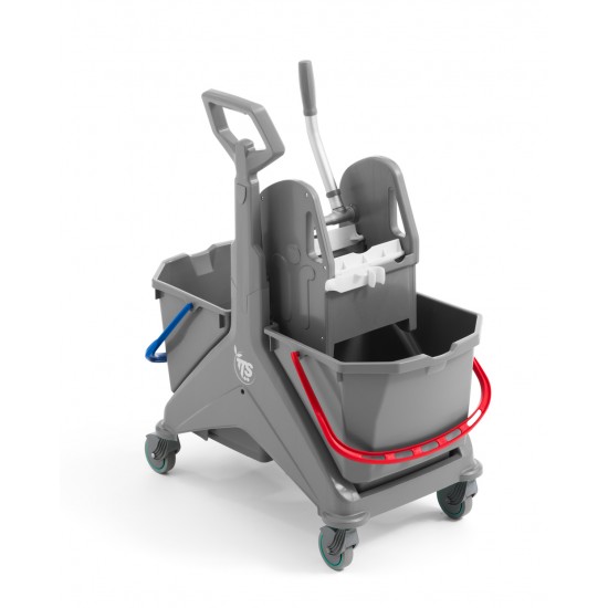 Trolley with plastic handle, coloured frame and Tec wringer