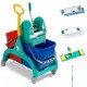 Light Tts cleaning trolley and flat mop set