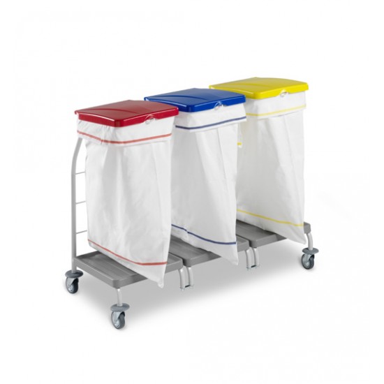 Cleaning trolley with 3 compartiment